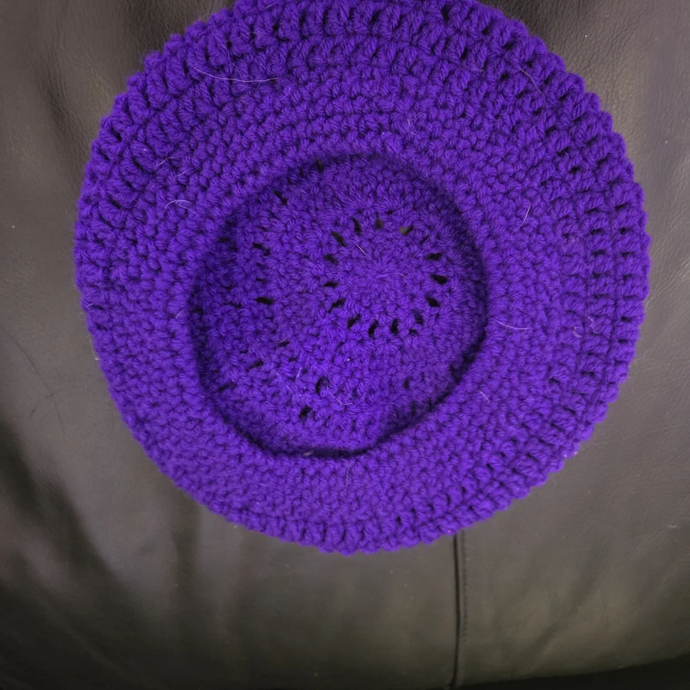 Handmade Purple Crochet Beret - Picture 2 of 2